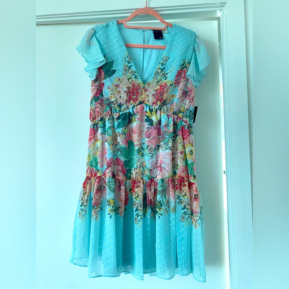 Gabby Skye l Aqua Rose Babydoll Dress
